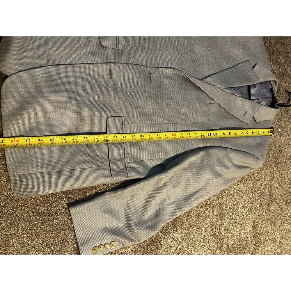 Ralph Lauren Mens Grey Plaid Linen Blend‎ Formal Sport Coat Blazer 44L